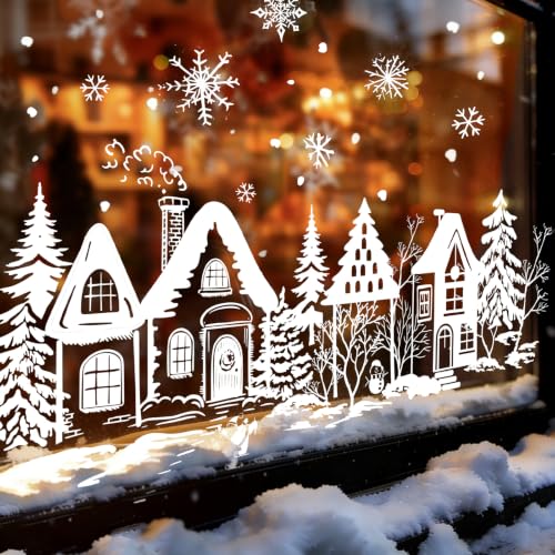 Whaline 64'' Christmas Window Clings White House Xmas Tree Window