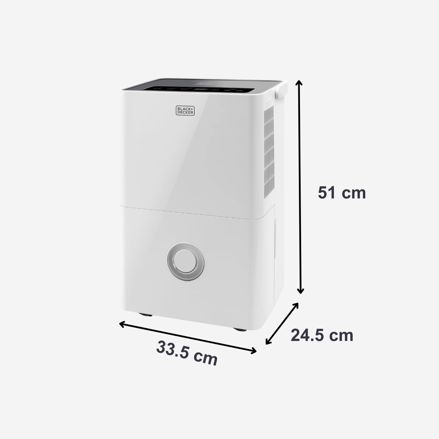 BLACK+DECKER - Deumidificatore e purificatore d'aria BXDH20E + 20 L/giorno | HEPA13 | Asciugatura biancheria | 2 velocità | 400W | Serbatoio 4 L | Programmabile 24h | Ruote | 40 m² | Bianco