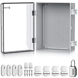 EYPINS Scatola di Protezione 400x300x160 mm,Scatola di Giunzione Impermeabile per Esterni IP67,con Accessori per il Montaggio,Alloggiamento in Plastica ABS,Coperchio Trasparente