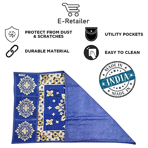 Image of Polyester 3-Layered Fridge Top Cover /Refrigerator Cover With 6 Utility Pockets (Color-Blue, Size-39x21 Inches)