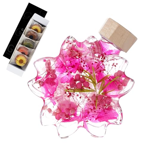 花まりか サクラノカタチ 桜 ハーバリウム お菓子 セット 母の日 おしゃれ ギフト オリジナル さくら型ボトル (ヒザクラ・ガトープルポセット)