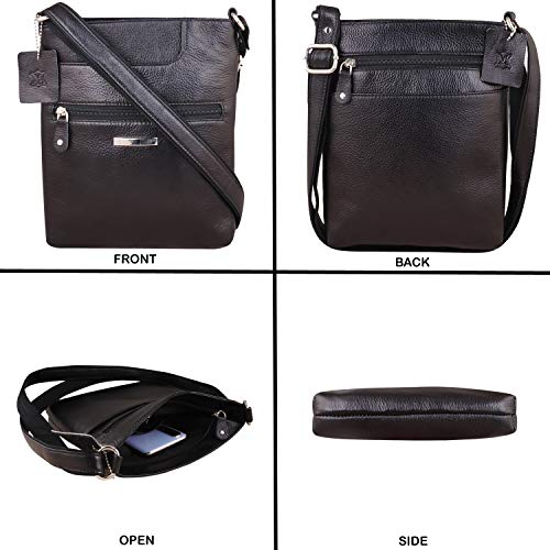 Mtuggar-Genuine-Leather-Sling-Bag-Unisex-Brown-SLB-8002-BRN-Black