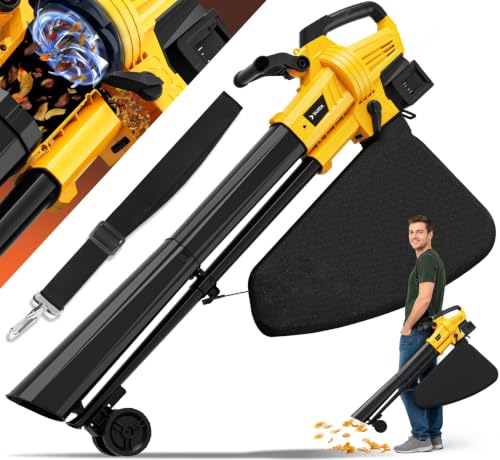 TAIRDA 3-in-1 Leaf Blower Vacuum Mulcher Compatible for Dewalt 20V Battery(NO Battery) Cordless Electric Leaf Vacuum Blower Mulcher with Turbo Mode 40L Collection Bag for Patio Driveway Cleanup