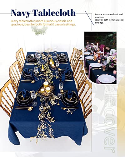 Showgeous 2 Pack Navy Blue Polyester Tablecloth for 6ft Rectangle Tables 60 x 102 Inch Rectangular Fabric Table Clothes Washable Blue Table Covers for Wedding Banquet Restaurant Buffet Parties Camping - Image 3