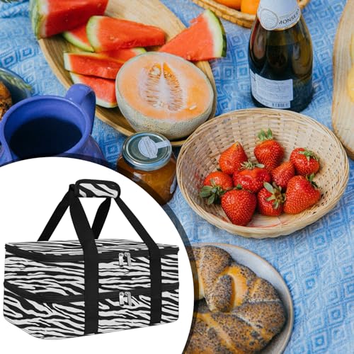 esouler Double Insulated Casserole Carrier Bag Hot & Cold Food Carrier Bag Lasagna Holder Lunch Bag for Picnics, Parties, Travel, Fits 9 x 13 Inches Casserole Dish-Zebra — view 5
