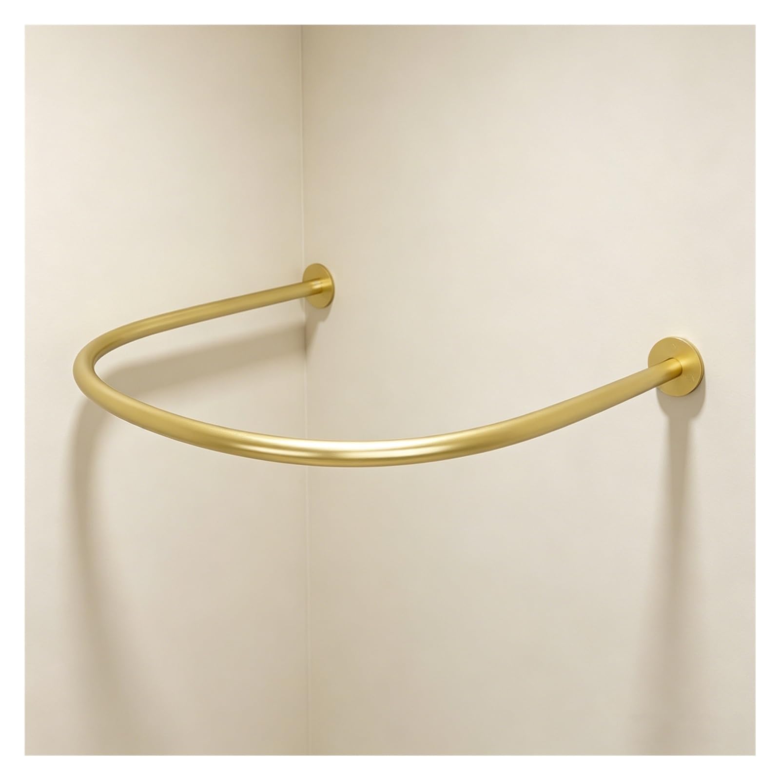 ZJKXJH U Shaped Wall Mount Curtain Rod, Curved Corner Privacy Divider Pole for Boutique Changing Room, Space Saving Privacy Curtain Rod for Office/Mall(Gold,110cm/43.3in)