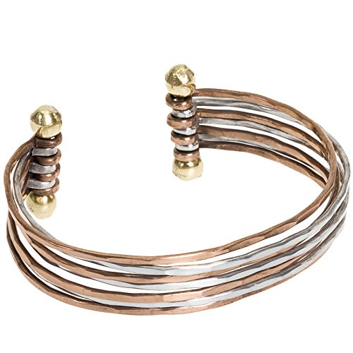 ZAD Mixed Metal Hammered Cuff Fashion Bracelet