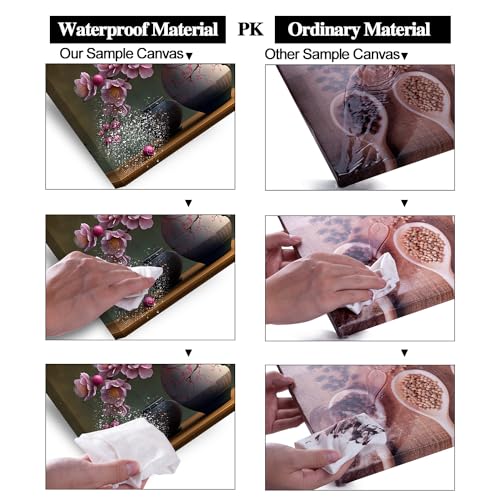 Piy Peach Blossom Painting Set of 3, Pink Flowers Canvas Prints Framed Pictures for Living Room Bedroom, Kitchen - 12x12inch - Image 4