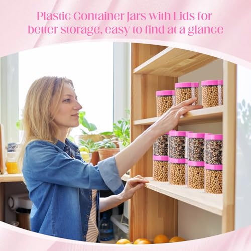 Image of Patelai 4 Pieces Round Wide-mouth Leak Proof Plastic Container Jars with Lids for Travel Storage Makeup Beauty Products Face Creams Oils Salves Ointments DIY Making(16 Ounce,Pink)