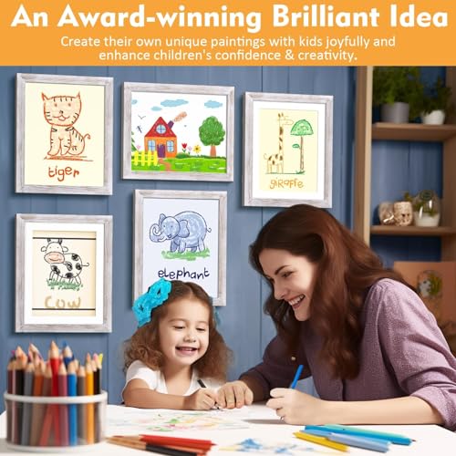 10x12.5 Kids Art Frames Kids Artwork Frames Changeable Display 8.5x11 or 9x12 with Mat - Front Opening Holds 50, Horizontal &Vertical Art Display Frame For Kids Drawing, Art Projects,Crafts-2 Packs