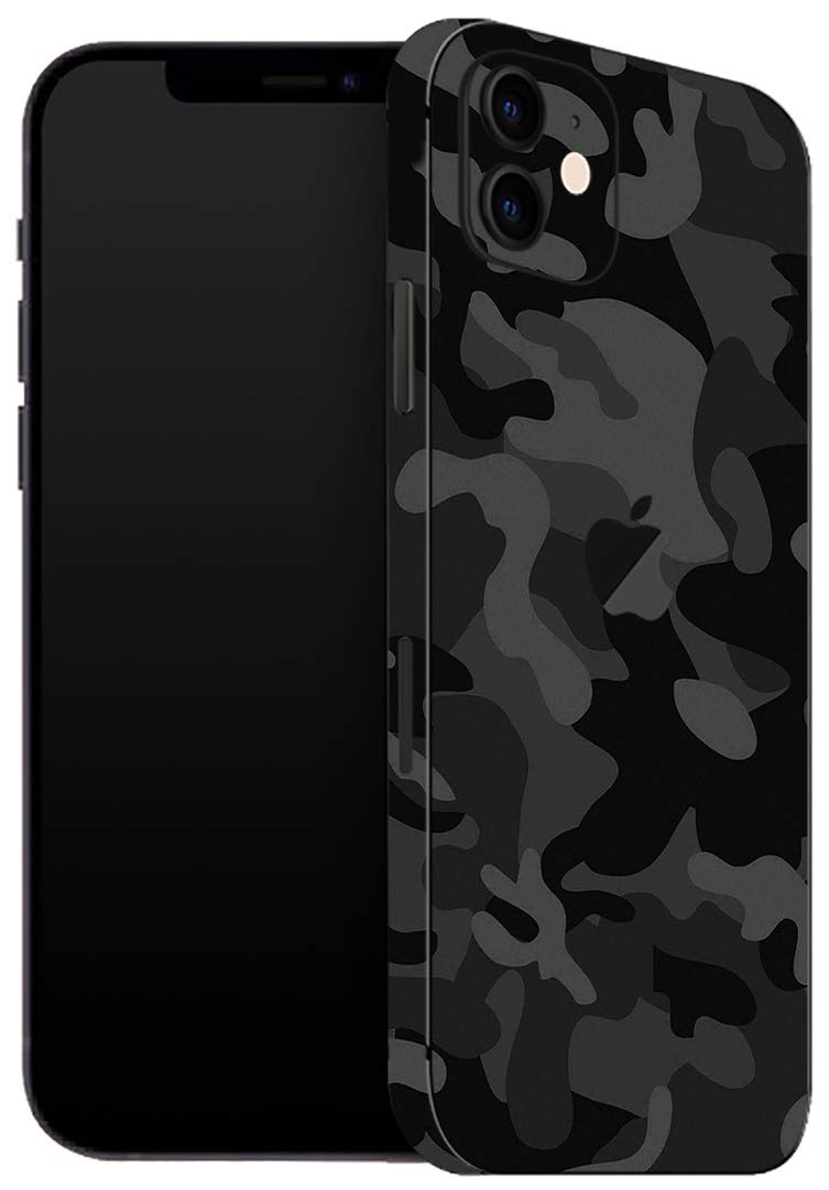 GADGETSWRAP Printed Vinyl Mobile Wrap Compatible with iPhone 12 Skin for Back and Sides - Black Camouflage-10