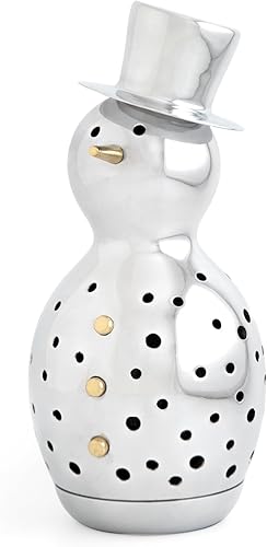 nambe Luminaria de muñeco de nieve Figura de muñeco de nieve de 12.5 pulgadas para velas de té Linterna navideña hecha de aleación de Nambe