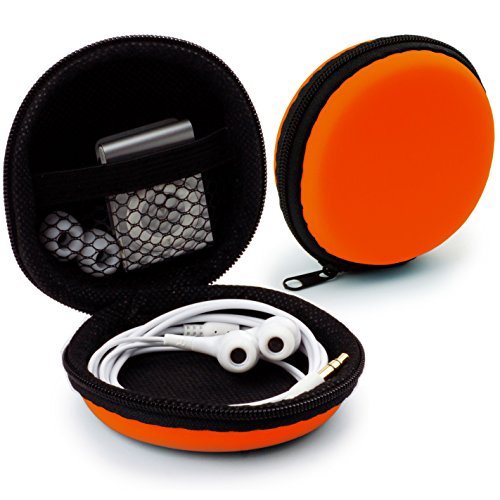 MyGadget Etui Universel pour écouteurs in Ear - Pochette de Protection Rigide Earplug, iPod Shuffle, Stick USB, Câble - Transport Case Multifonction Orange