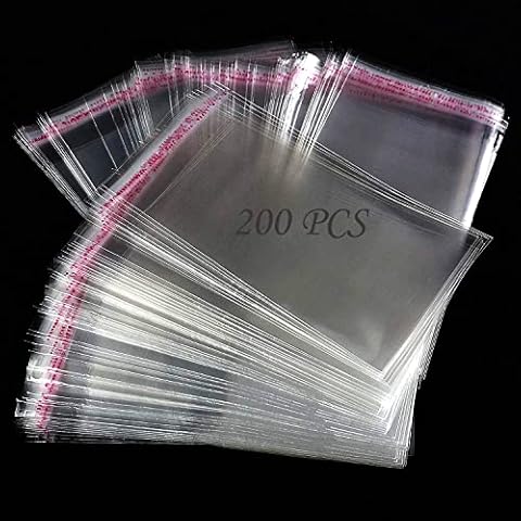 Packung mit 200 Selbstklebende Plastiktüten Kleine Flache Tüten, Klarsichttüten, Kekstüten, Süßigkeiten, Geschenk Verpackungen für Schokolade Cover