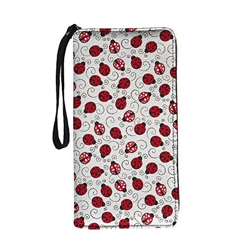 Binienty Pu Leather Wristlet Wallets For Women Girls, Cute Red Ladybug Print, Zip Arond Phone Purse Card Holder Organizer #TOP4