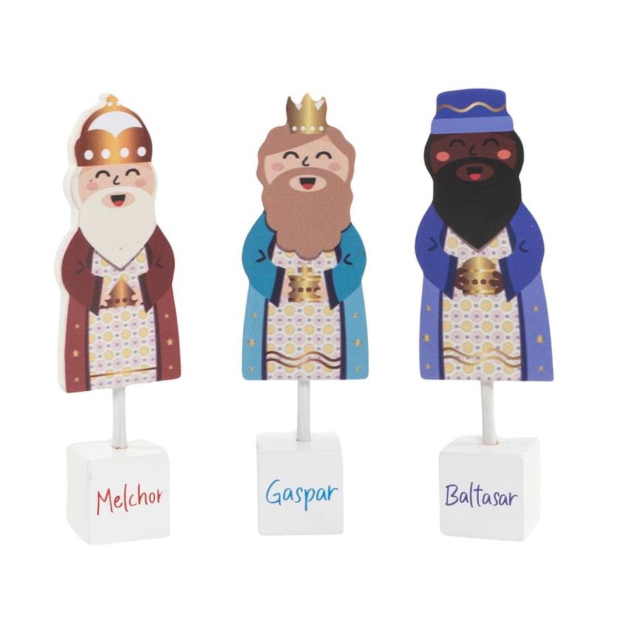 ROCKING GIFTS Set x3 Figura Decorativa de Navidad de 3 Reyes Magos, Decoracion Navideña, 16 cm