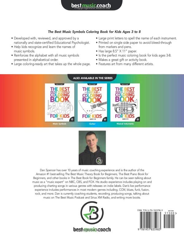 The Best Music Symbols Coloring Book for Kids Ages 3 to 8 - Image 2