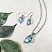 Jewelry by Dawn Stainless Steel Austrian Crystal Galactic Pendant Necklace and Earring Set, Color Choice, Hypoallergenic, Nickel Free, Handmade Gift for Her (aquamarine blue)