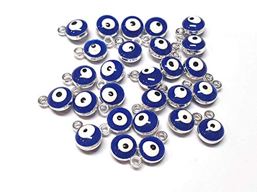 Perlin Nazar Boncugu Jewelry Pendant Chain Charm Bracelet Enameled Charm Pendant, 10 Pieces, Blue Eye, Evil Eye, DIY Jewelry - Image 3