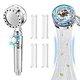 Duschkopf Wassersparender Duschkopf Handbrause Propellerventilator Turbo Druckerhöhend Duschkopf Mit Kalkfilter und 4 Zusätzliche Austauschbare PP Baumwolle