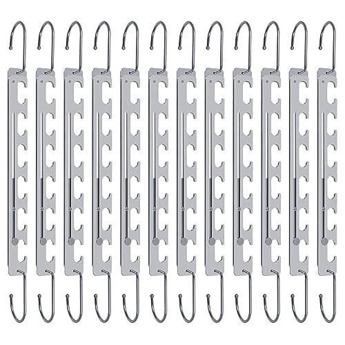Space Saving Hangers Upgraded - 12 Pack Adjustable 9 Holes Magic Clothing Hangers, Sturdy Metal Closet Organizers and Storage Hangers Space Saving