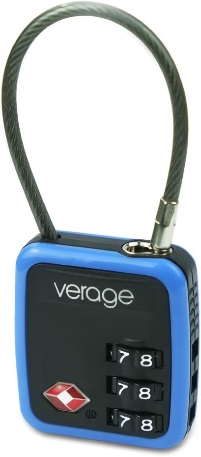 TSA Accepted Cable Luggage Lock for Travel Safety and Security Bags, Backpacks and Suitcases (Blue)