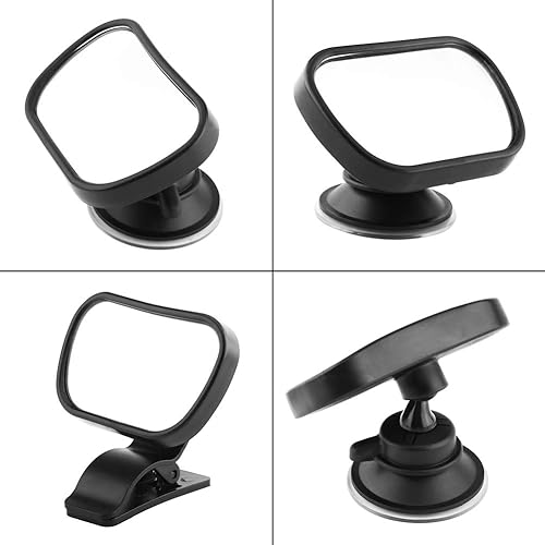 Miniatura 2 de Espejo de seguridad universal ajustable con ventosa y clip negro para asiento trasero de bebé y niño, 1 unidad, exterior automotriz