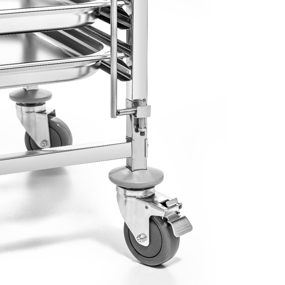 Carro de Servir de Acero Inoxidable | para 7 bandejas GN 1/1 | Dimensiones 38x55x95 cm | Carro de Transporte | Carro de Cocina con Ruedas | Estructura de Acero para Restaurante, Hotel