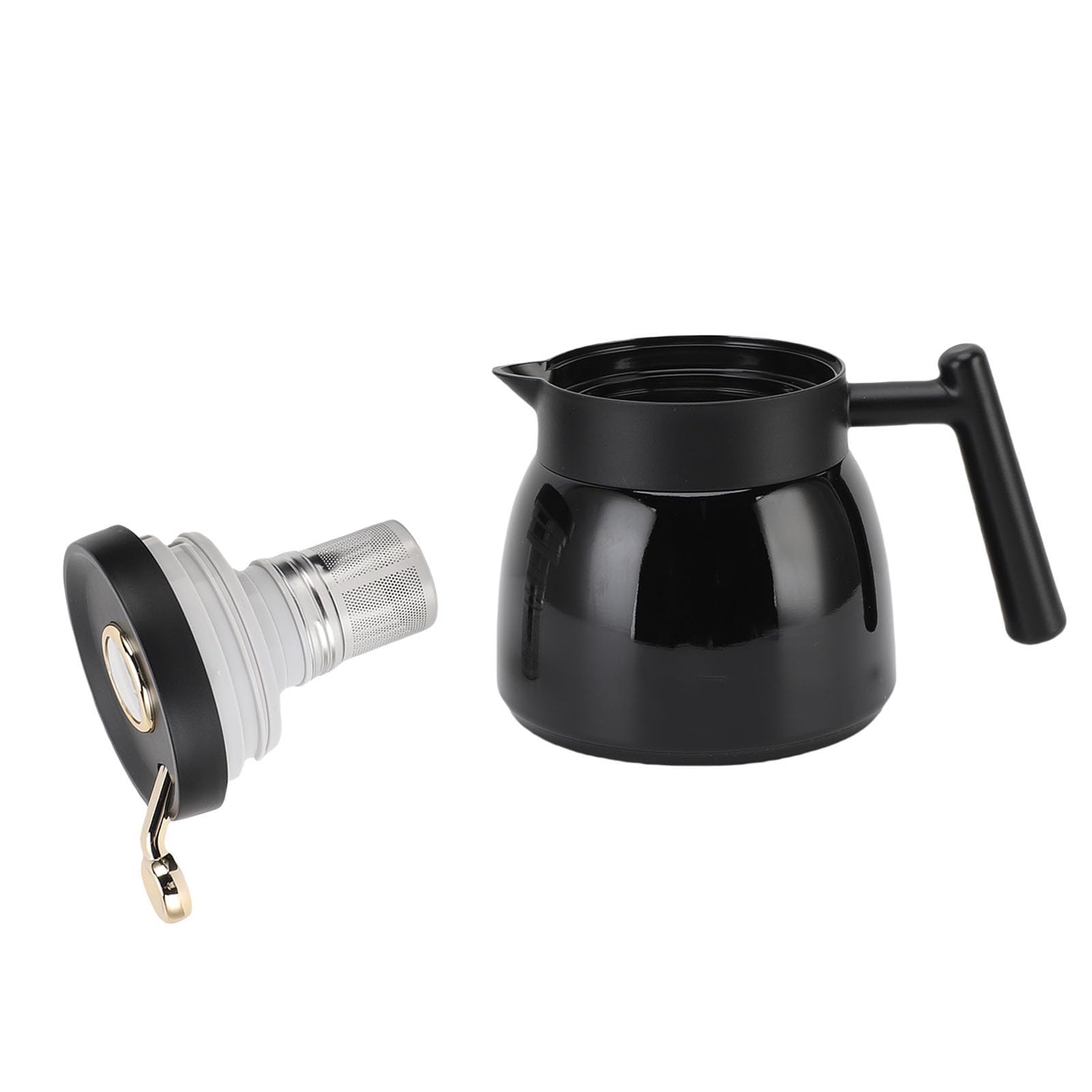 Jiawu Izolowany Czajniczka Wykonana ze Stali Nierdzewnej z pyszną pokrywką do Gorących Zimnych Napojów 880 Ml pojemność (BLACK)