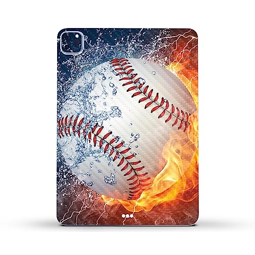 Image of MightySkins Carbon Fiber Skin Compatible with Apple iPad Pro 11 inch M2 4th Gen (2022) Full Wrap Kit - Baseball Fire | Protective, Durable Textured Carbon Fiber Finish | Easy to Apply | Made in The USA