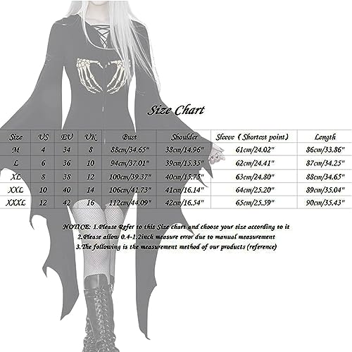 Robe médiévale longue en velours noir avec manches évasées de style victorien