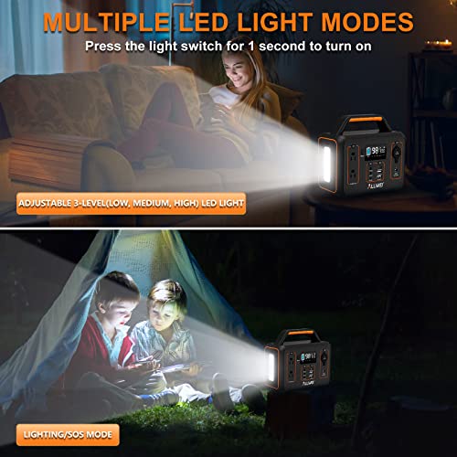 ALLWEI Portable Power Station 300W, 280Wh Solar Generator with 110V Pure Sine Wave AC Outlet, Backup Lithium Battery Generator for CPAP Outdoor RV Camping Emergency Home Use