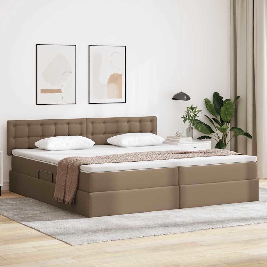 Łóżko z ekoskóry z oświetleniem LED Nowoczesny model Brązowy 200 x 200 cm