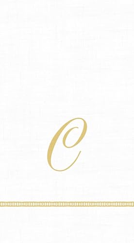 Miniatura 6 de Caspari 3 capas de papel vainica escritura blanco monograma, 15 unidades toallas de invitados letra G 3-Dorado, Blanco,4-Dorado, Blanco,Dorado,