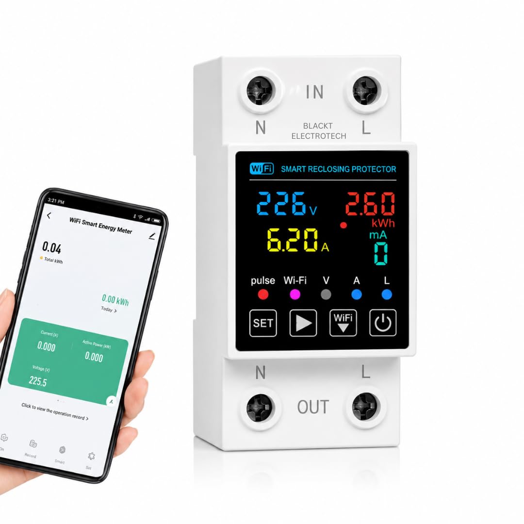 Blackt Electrotech BT720WP Smart Wi-Fi Over/Under Voltage Protector Energy Meter (AC 100-240V, 1-63A) with Leakage Protection, Remote Control & Power Monitoring Smart Life App-image-22