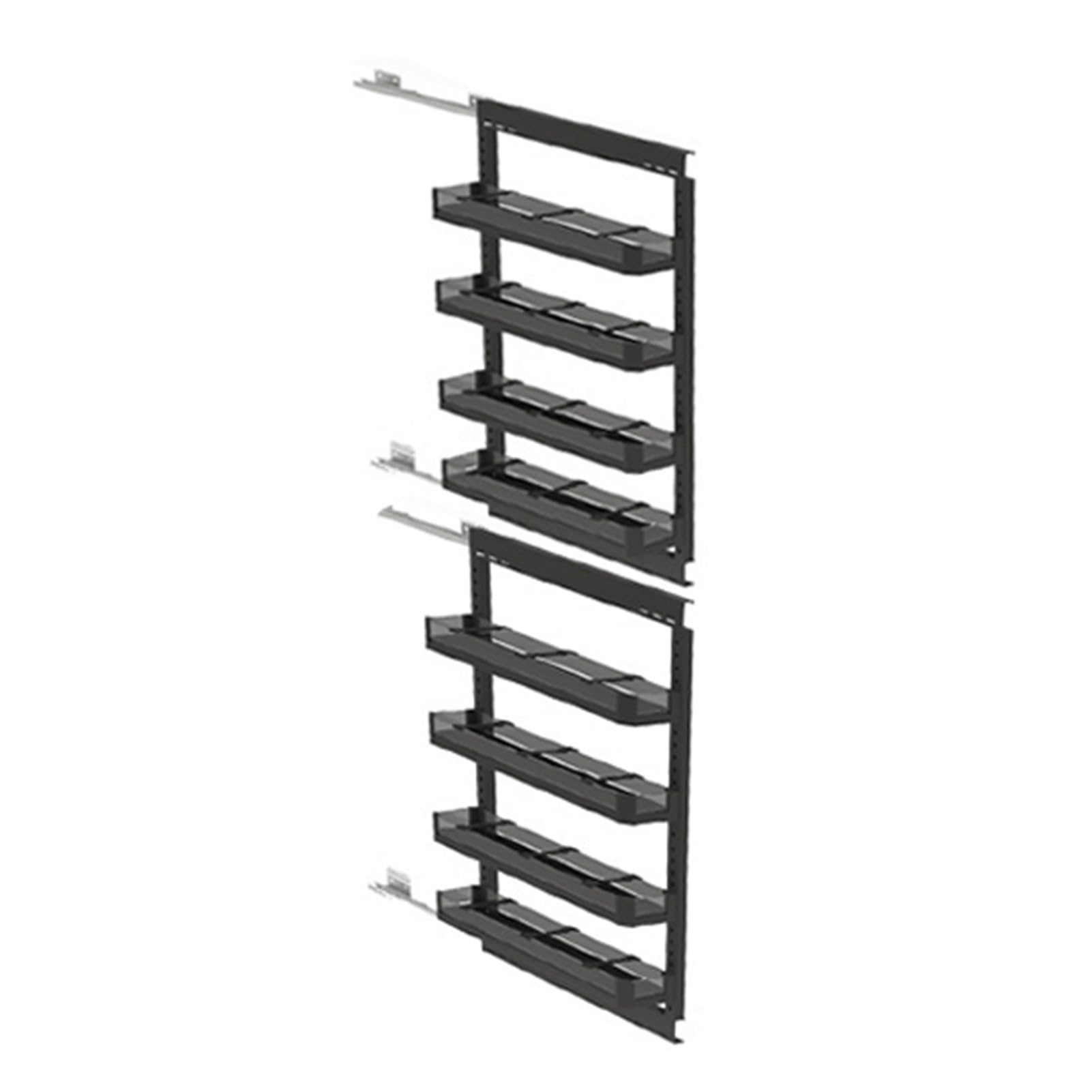 Armadio regolabile estraibile per spazi stretti a 2 livelli con spaziatura regolabile, ideale per frigorifero e forno, dimensioni 114 x 370 cm