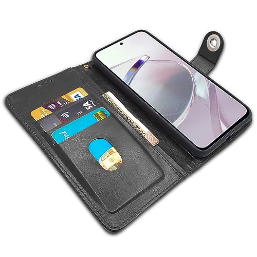 Image of Pikkme Mi Redmi 12 5G / Poco M6 Pro 5G Flip Cover Leather Finish | Inside TPU | Wallet Stand and Shock Proof | Button Flip Case for Mi Redmi 12 5G / Poco M6 Pro 5G (Black)
