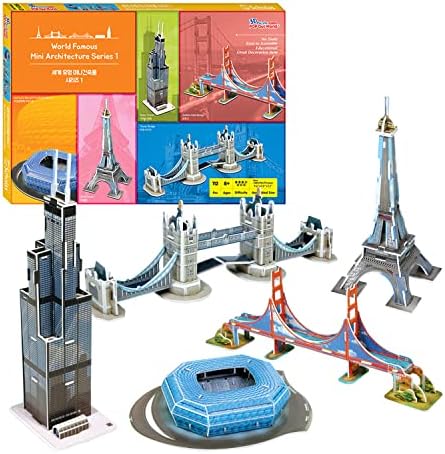 3D Puzzle POP Out World World Famous Mini Collection Architecture Series, 5 Landmarks in 1
