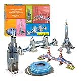 3D Puzzle POP Out World World Famous Mini Collection Architecture Series, 5 Landmarks in 1