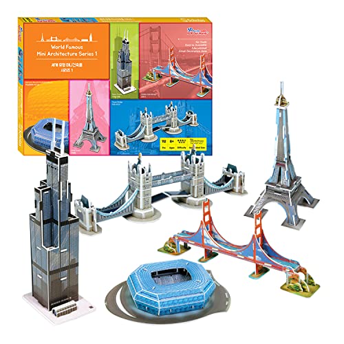 3D Puzzle Pop Out World World Famous Mini Collection Architecture Series, 5 Landmarks In 1 #TOP26