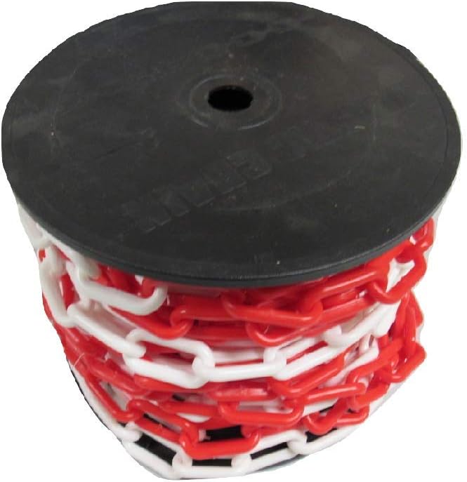 Plastic Chain Garden Fence Barrier 6MM x 30 Metre (Red White Decorative