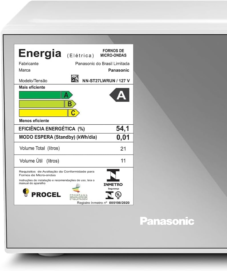 Panasonic Micro-ondas 21L Branco Espelhado 220v NN-ST27LWRU