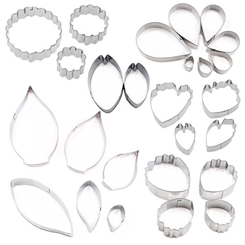 26Pcs Stainless Steel Gum Paste Flower And Leaf Cutter Set Fondant Flower Cookie Cutter Sugarcraft Flower Making Tool For Wedding,Birthday Cake Decorating #TOP2