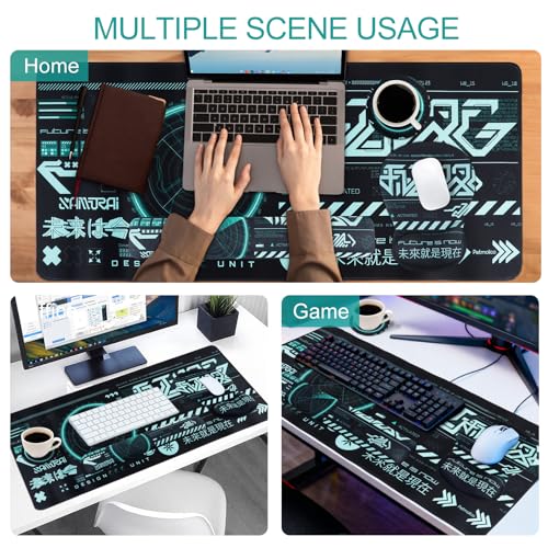 Petmolico Mouse Pad Set with Computer Keyboard Desk Pad,Mouse Pad with Wrist Rest,Typing Wrist Pad and Cup Coasters,Ergonomic Design for Typing Pain Relief [Black&Blue,Data] by Petmolico - Image 6