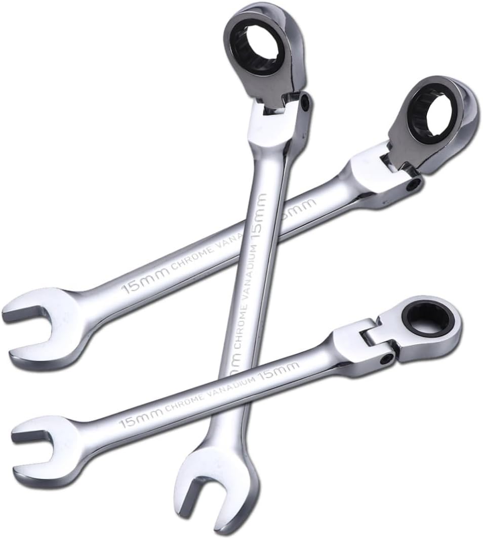 Homoyoyo 180 Spanner 7mm Ratchet Spanner Gear Wrench Ratcheting Wrench Ratchet Wrench 6-15mm Wrench Spanner Tool Silver Ratcheting Wrench Flex Head Ratchet Dual Head Wrench Dual Purpose