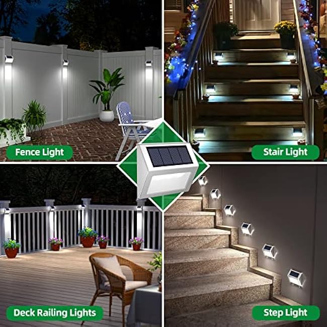 JSOT Outdoor Fence Lights Deck Lights Stairs Light Security Wall Lamps Cool White