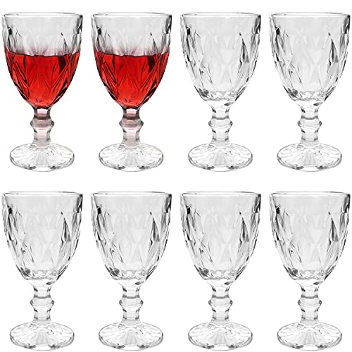 QAPPDA Copas de vino tinto, cristal transparente, 12 onzas, juego de 8, ideal para uso diario o para ocasiones divertidas. Elegantes tazas para vino, cerveza, whisky, soda, cócteles y jugo.