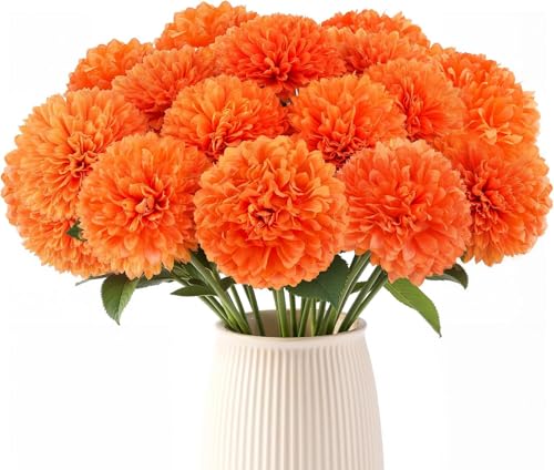 12 PCS Artificial Marigold Flowers with Stems for Mexican Day of The Dead