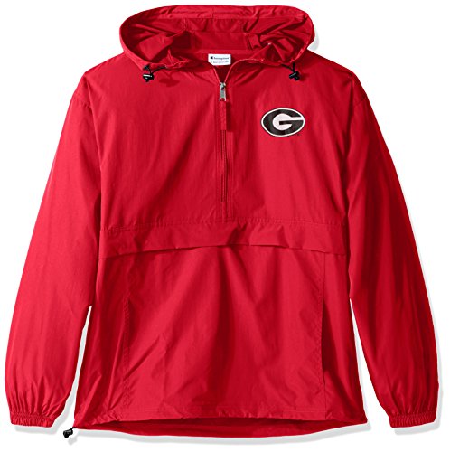 Champion NCAA Mens Half Zip Front Pocket Packable Jacket Georgia Bulldogs X-Large
