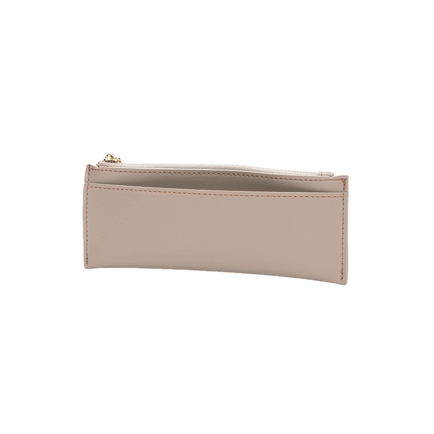 Pencil Pouch for Teens School Office Supplies Pencil Case Cosmetic Bag Zipper (Khaki,Faux leather)
